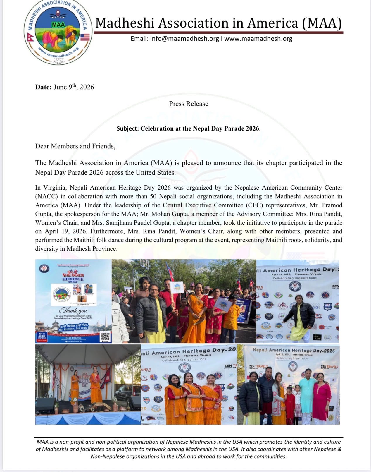 Celebration of the Nepal Day parade
